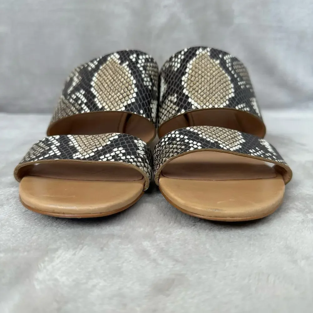 Madewell Shoes Womens 9 Kiera Mule Sandal Snake Embossed Leather Chunky Heel - Picture 3 of 11